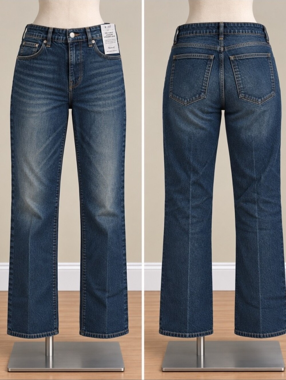 Madewell Straight Leg Jeans in Medium Blue Wash, Size 29 Tall